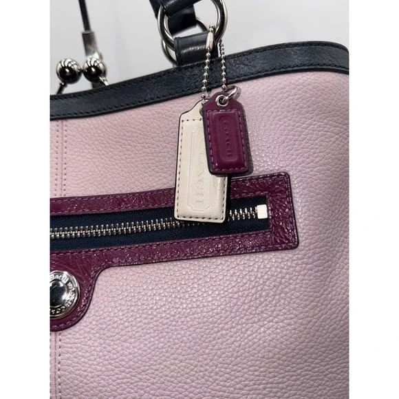 Coach Laura Spectator Tri-Color Pebbled Leather Shoulder Bag Lavender - Picture 3 of 14
